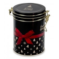 Seasons Greetings black tin