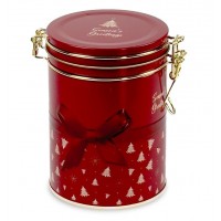 Seasons Greetings red tin