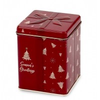 Seasons Greetings red tin