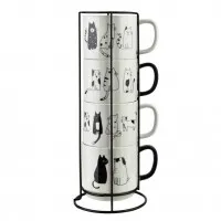 Komplet 4 kubków na stojaku