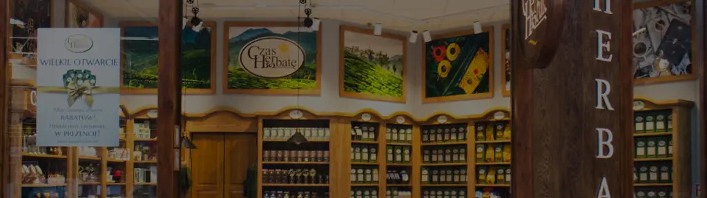 Wnętrze sklepu Czas na Herbatę w centrum handlowym Aleja Bielany we Wrocławiu