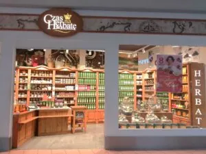 The entrance to the Czas na Têbatê store in the Tulipan shopping center in Lodz, Poland.