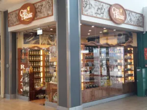 The entrance to the Time for Tea store in the mall a in b.