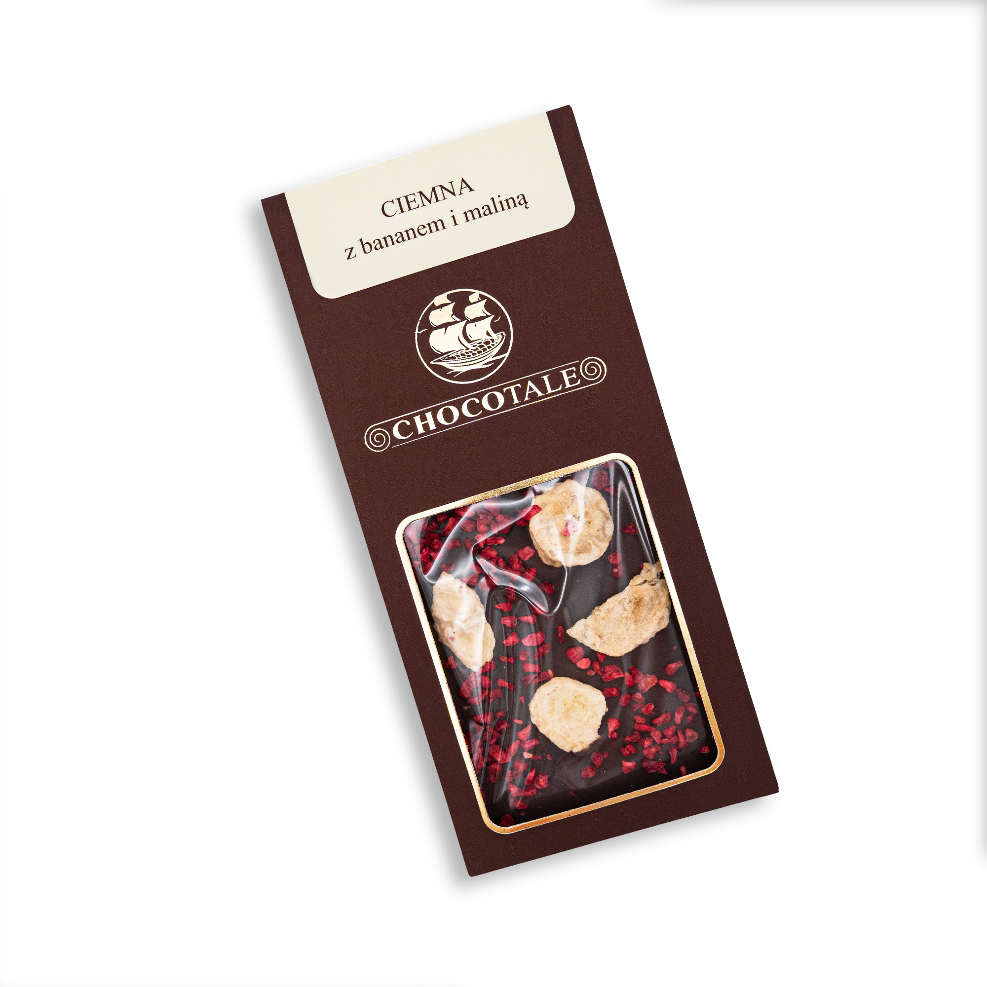 Chocolate with banana and raspberry