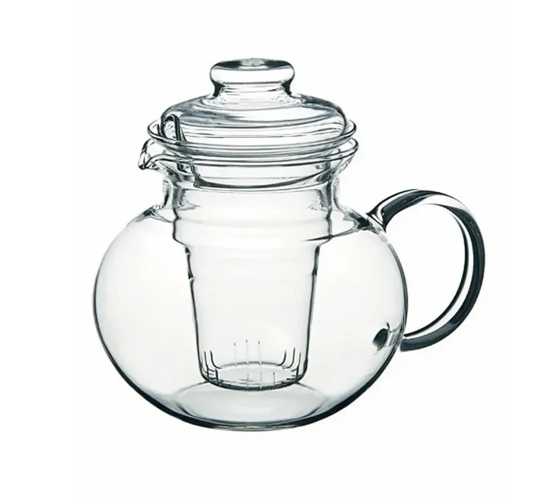 Szklany dzbanek ze szklanym filtrem i szklanym wieczkiem