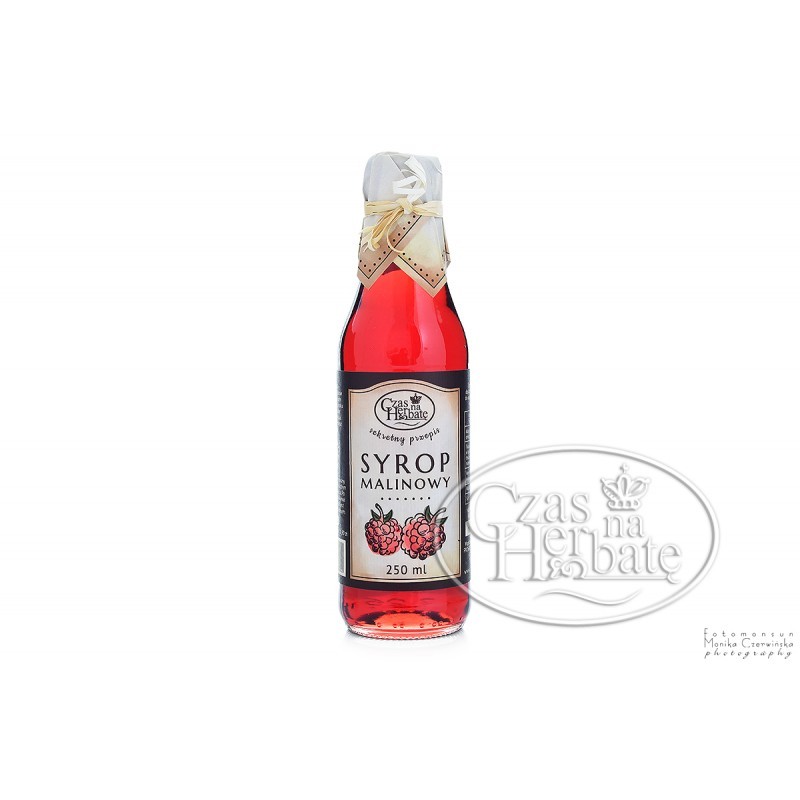 Syrop malinowy w szklanej butelce