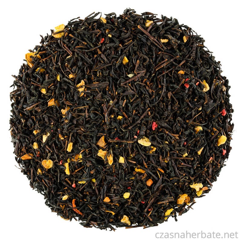 Herbata czarna z dodatkiem skórki cytrynowej, jabłka i maliny
