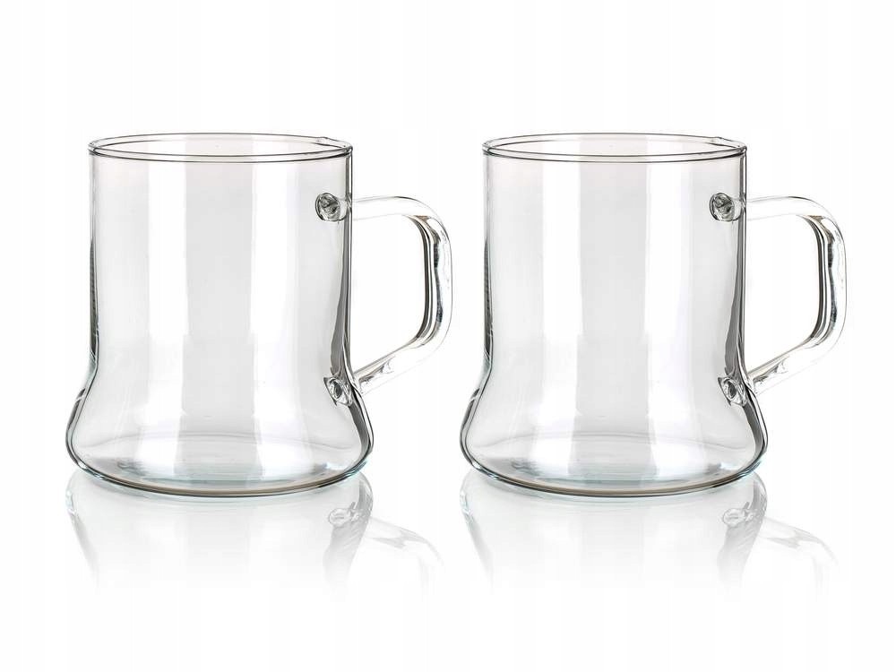 Dwie przezroczyste szklanki z uchwytami