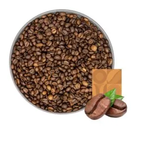 Coffee beans in a gray round dish