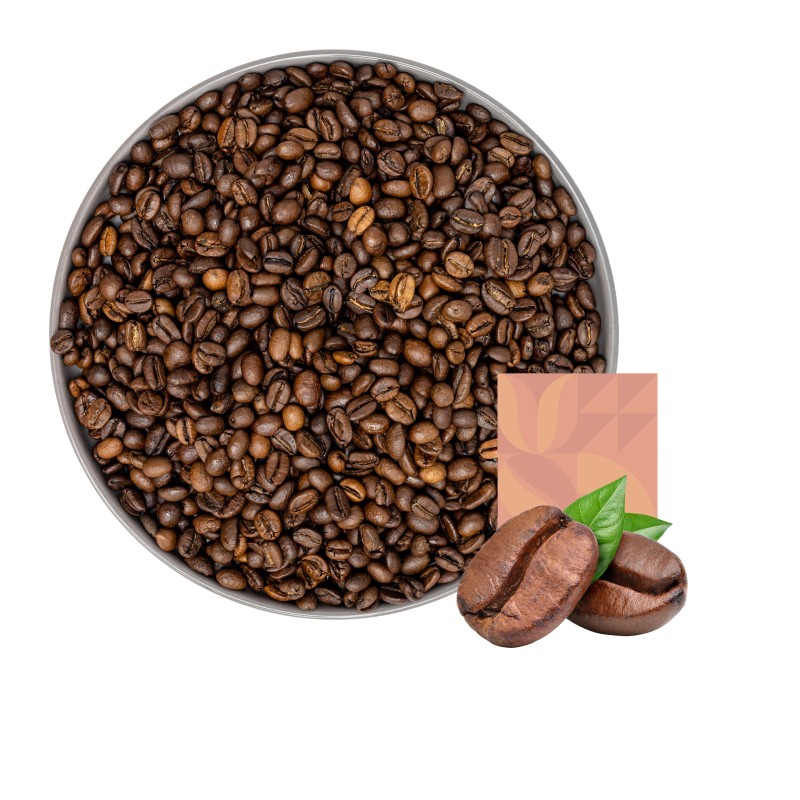 Ziarna kawy w szarym, okrągłym naczyniu