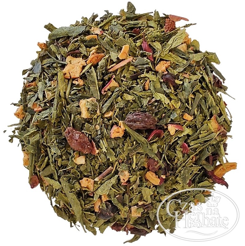 Liście zielonej herbaty z dodatkiem guarany i rodzynek