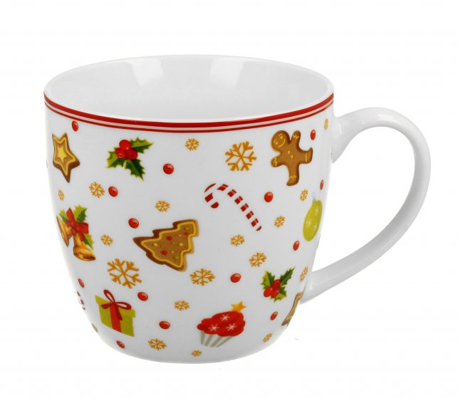 Biały kubek z nadrukiem świątecznym
