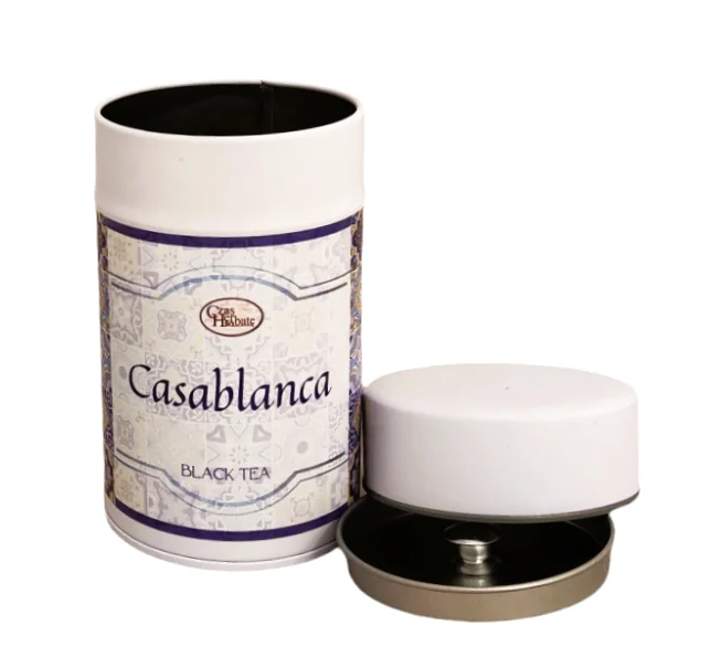 Puszka herbaty Czas na Herbatę Casablanca (black tea), motyw marokańskich kafli, odkręcana przykrywka z metalową uszczelką.