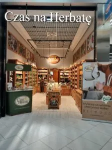 The entrance to the Czas na Herbatę store in the Port Łódź shopping center in Łódź.