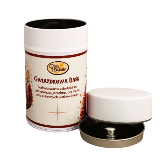 Tea "Star Fairy Tale" - Black, with orange, rowan, currant and sugar snowflakes, in a decorative tin.