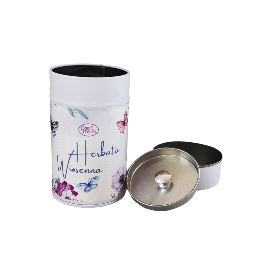 Wiosenna herbata puszka biała